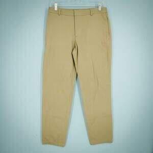 Anna Sui Size 8 Khaki Tan Button Zip Ankle Length Tapered Leg 100% Cotton Pants